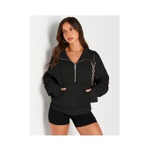 Womens Sweatshirts Half Zip Cropped Pullover Fleece Quarter Small